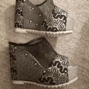 Silver plat forms shoes